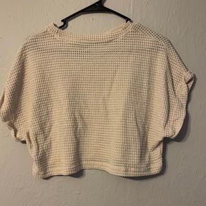 Cream Waffle Knit Crop Top
